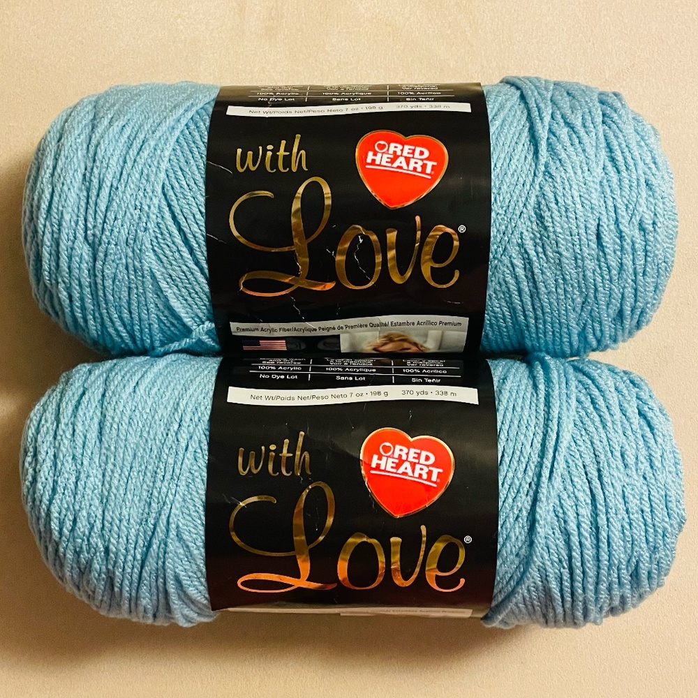 Red Heart With Love Yarn Iced Aqua 2 Skeins